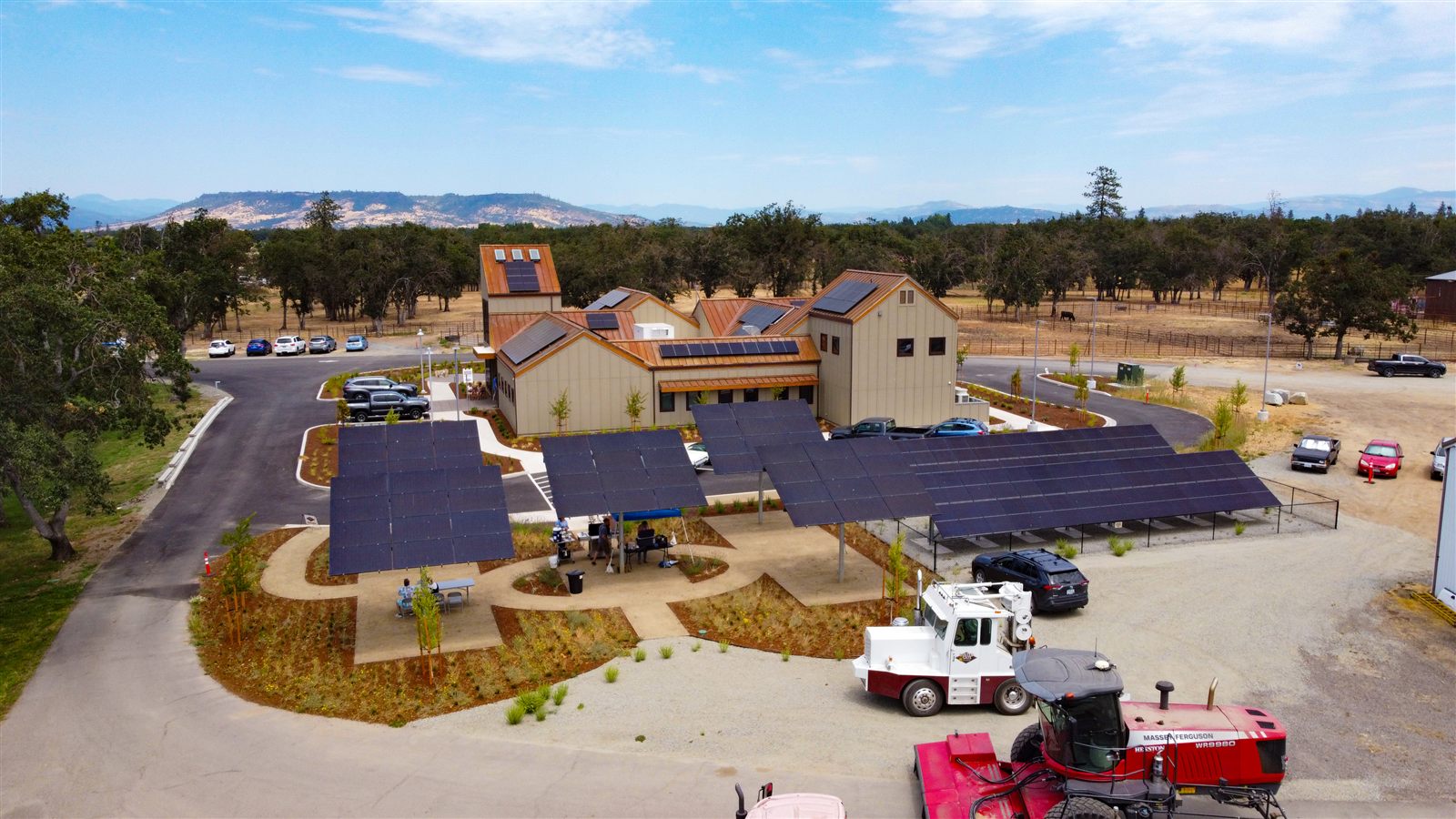 Commercial rooftop and ground-mount PV arrays, Rusted Gate Farm, Central Point, OR